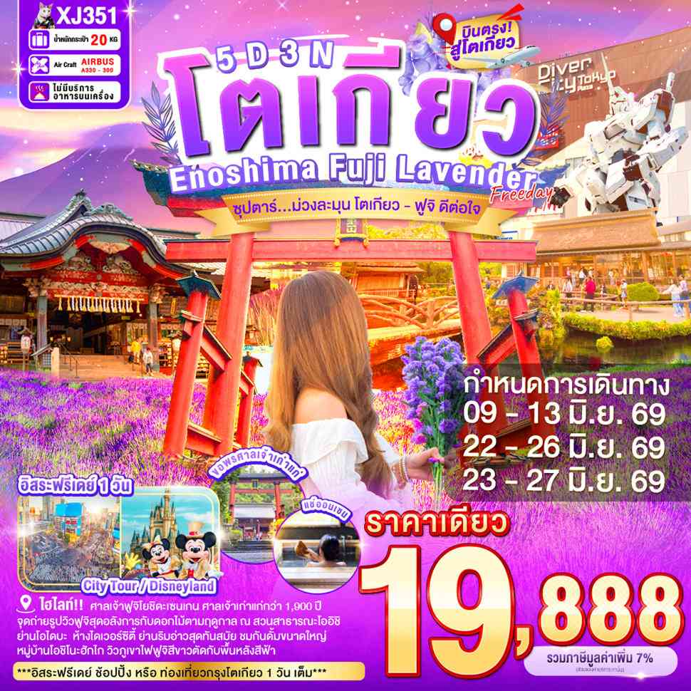 TOKYO ENOSHIMA FUJI LAVENDER FREEDAY 5D 3N BY XJ --- JUN'26 -- ซุปตาร์...ม่วงละมุน โตเกียว - ฟูจิ ดีต่อใจ
