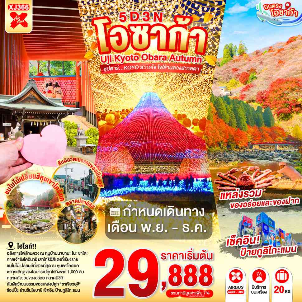 OSAKA UJI KYOTO OBARA AUTUMN 5D 3N BY XJ -- NOV - DEC'26 -- ซุปตาร์...KOYO สะกดใจ ไฟล้านดวงสะกดตา