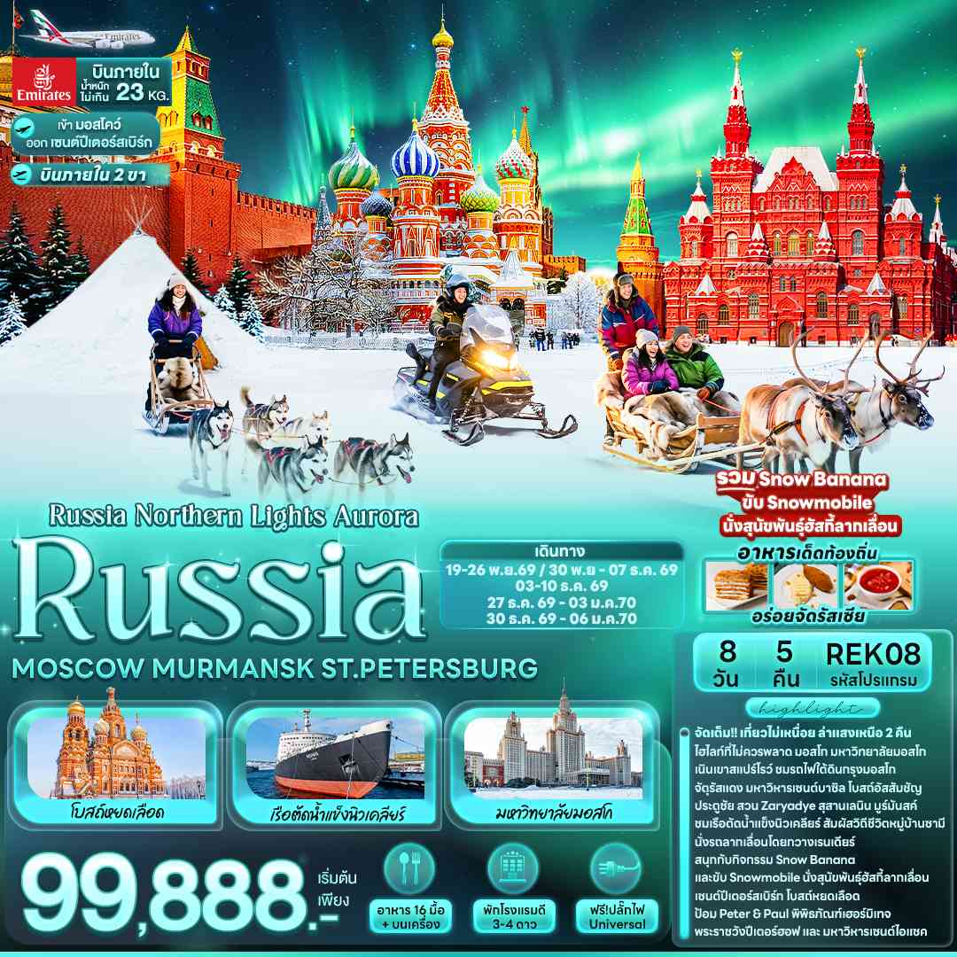 Russia Northern Lights Aurora RUSSIA MOSCOW MURMANSK ST.PETERSBURG
