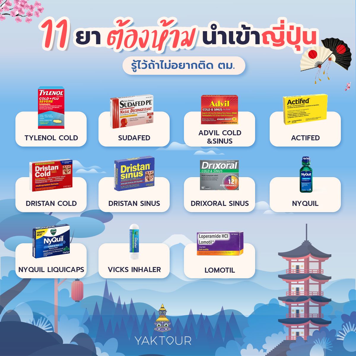 สรุปรายชื่อ 11 ยาต้องห้ามไม่ให้นำเข้าประเทศญี่ปุ่น เพื่อหลีกเลี่ยงปัญหาในการตรวจคนเข้าเมือง