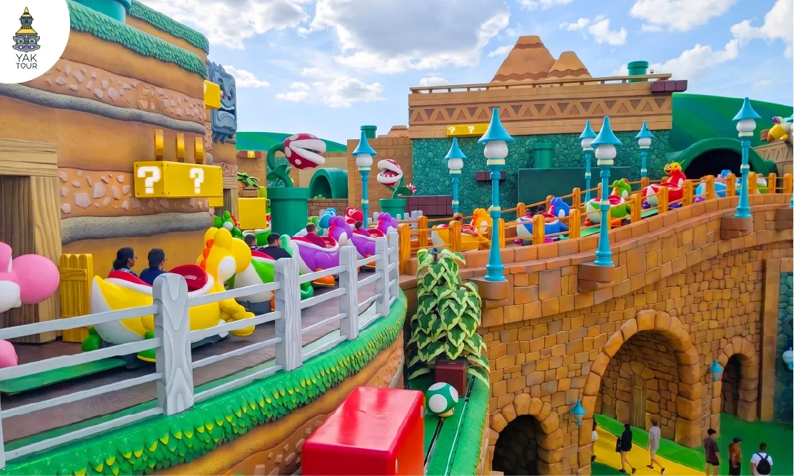 วิวเครื่องเล่นขี่หลังโยชิชมเมืองจำลองใน Universal Studios Japan