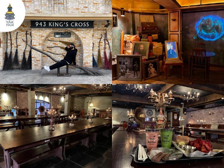 เครื่องดื่มและขนมดีไซน์พิเศษเสิร์ฟในคาเฟ่ 943 King’s Cross Cafe ธีมโลกพ่อมด ตกแต่งร้านด้วยเชิงเทียนและภาพวาดคลาสสิก ให้ความรู้สึกเหมือนหลุดเข้าไปในโลกเวทมนตร์