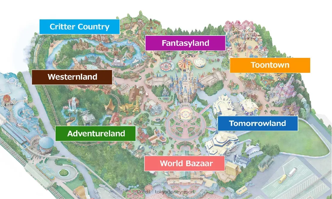 แผนที่บแกโซนเครื่องเล่นในสวนสนุกTokyo Disneyland