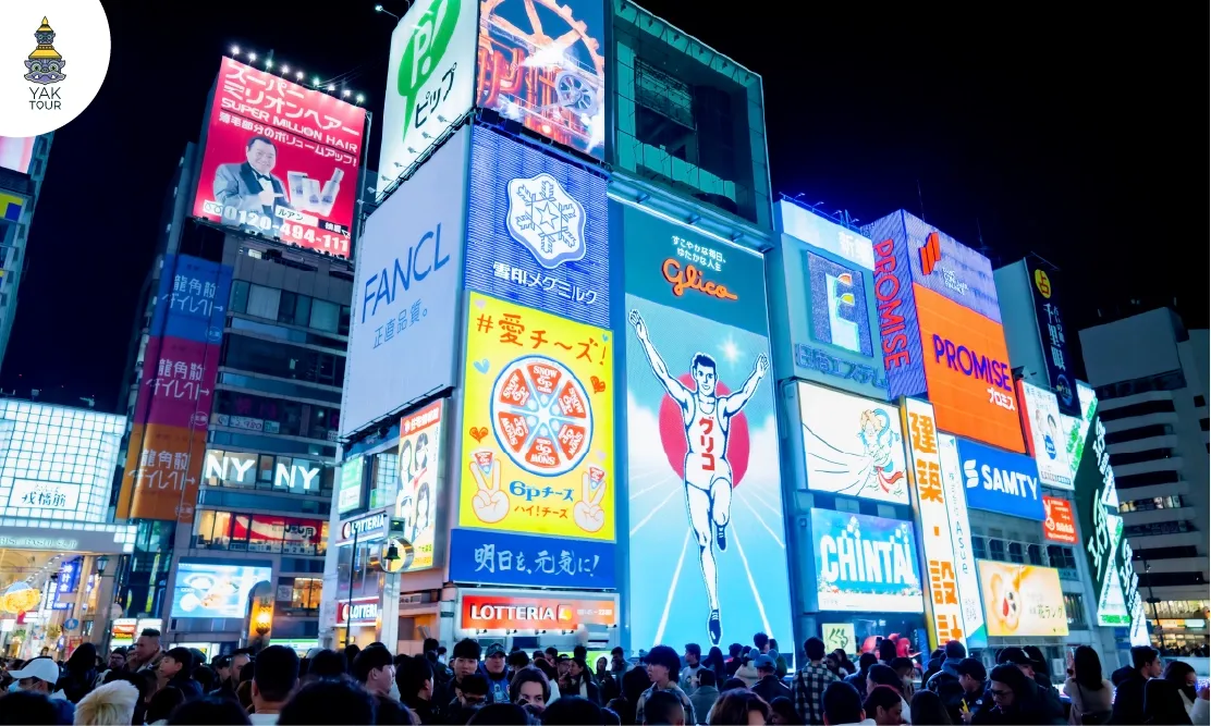 ป้ายไฟกูลิโกะรันเนอร์และแสงสีเสียงยามค่ำคืนในย่านโดทงโบริ