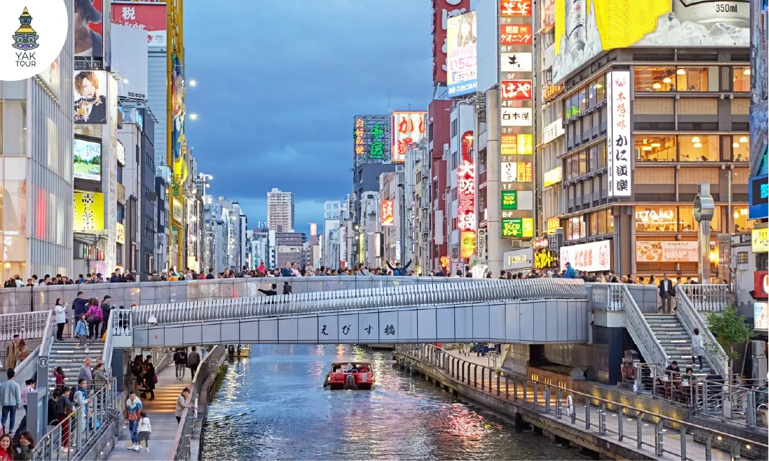 สะพานเอบิสึ จุดเชื่อมต่อคลองโดทงโบริและย่าน shinsaibashi โอซาก้า