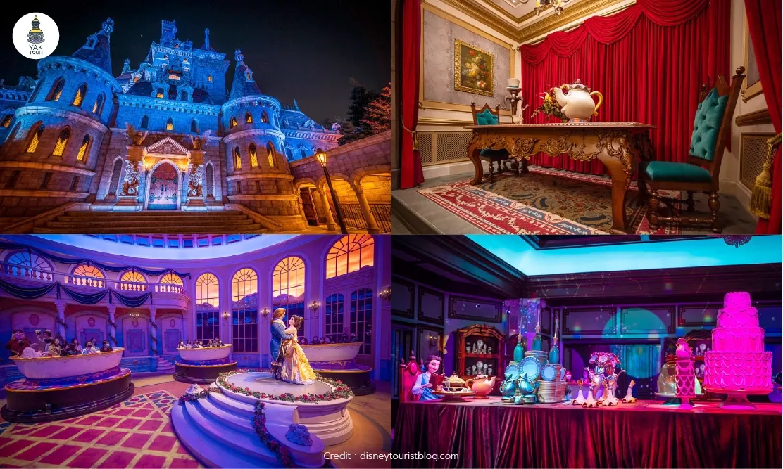 ปราสาทเจ้าชายอสูรและฉากเต้นรำสุดโรแมนติกในเครื่องเล่น Beauty and the Beast โซน Fantasyland