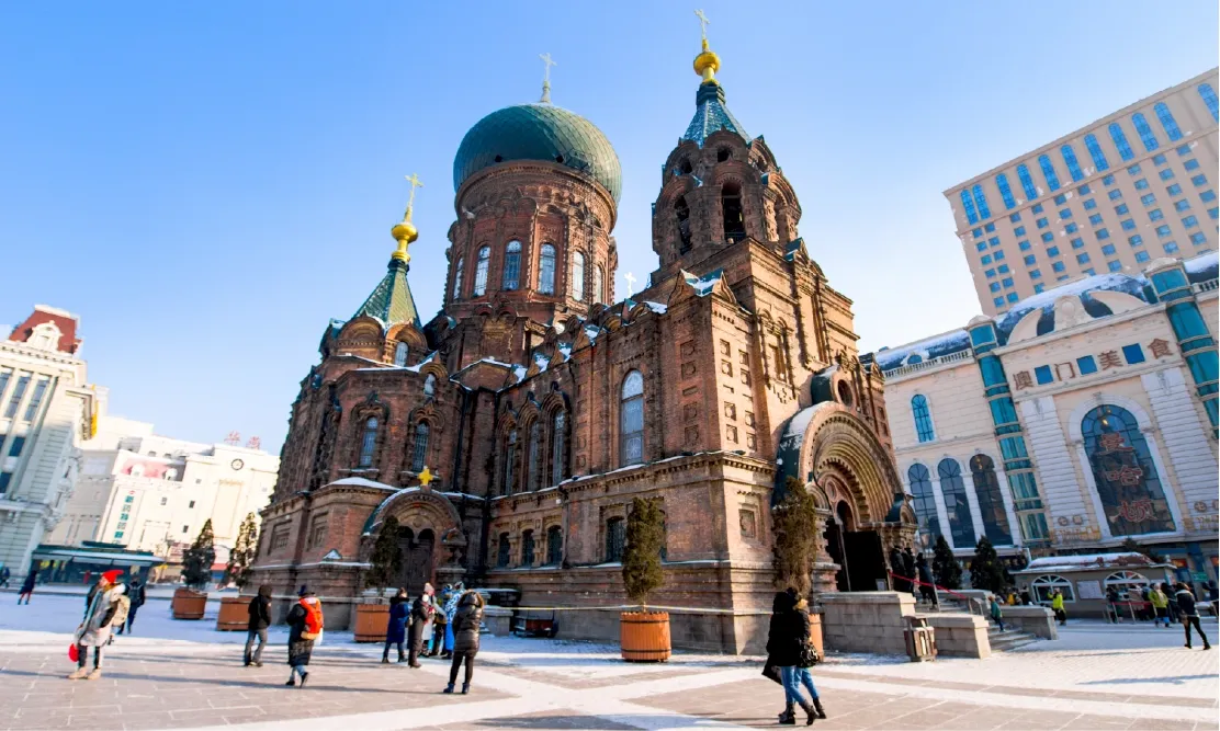 โบสถ์เซนต์โซเฟียสไตล์รัสเซียพิกัดสวยยุโรปในเอเชียที่ฮาร์บิน