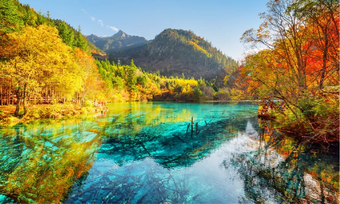 เที่ยวจีนหน้าร้อน ชมทะเลสาบห้าสีใสราวกระจกที่จิ่วจ้ายโกว