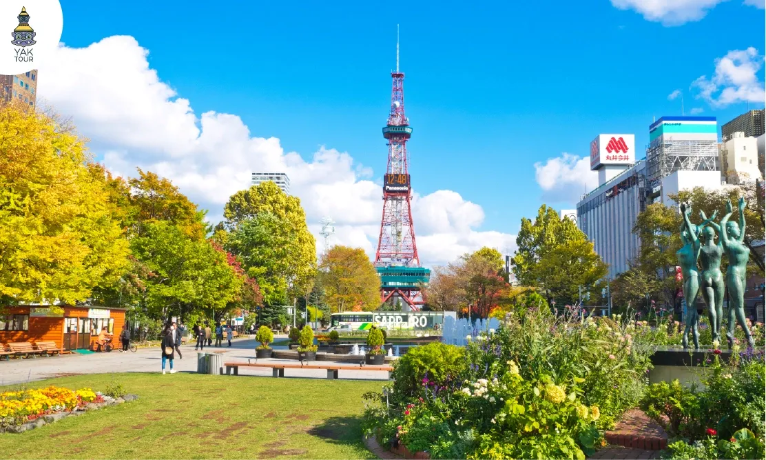 สวนโอโดริและวิวซัปโปโรทีวีทาวเวอร์ช่วงเทศกาล