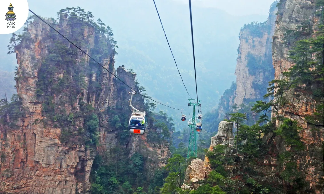 กระเช้าไฟฟ้า Qixing Mountain Cableway ชมวิวหุบเขาหินปูนในจางเจียเจี้ย