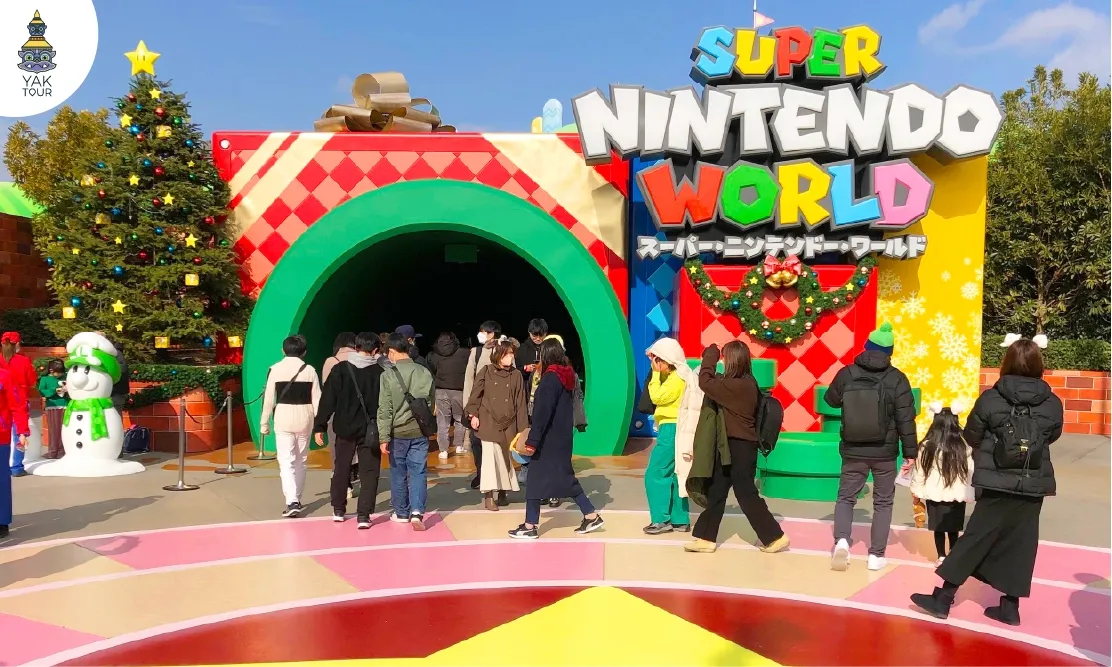 จุดเช็คอินทางเข้าท่อสีเขียวจำลองจากเกมที่ Universal Studios Japan