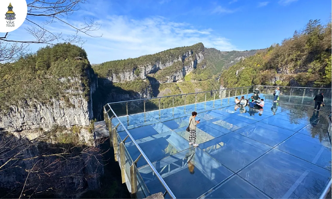 สะพานกระจกฉงชิ่ง จุดชมวิวหน้าผาสูงในอุทยานหลุมฟ้า อู่หลง