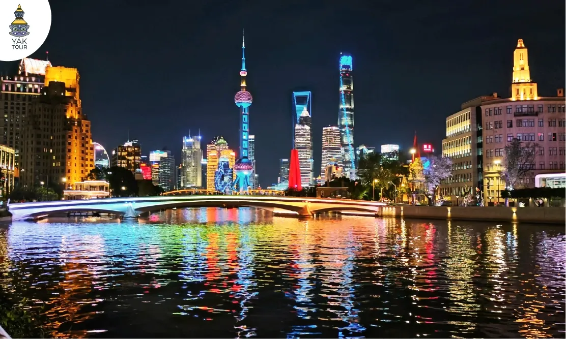 จุดถ่ายรูปสะพาน Zhapu Road Bridge เห็นวิวสะพานเหล็กคู่กับหอไขมุกในเซี่ยงไฮ้